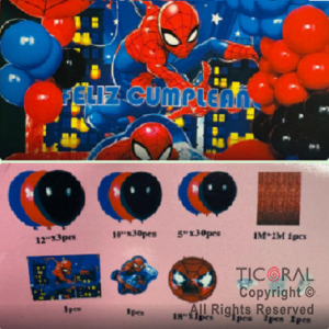 SET DE GLOBOS ARCO XL FELIZ CUMPLEA�OS SPIDERMAN (GY7933) 70 UNIDADES